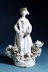 Egy sporttárs worcesteri figurája, festetlen, 18. század végi (porcelán)