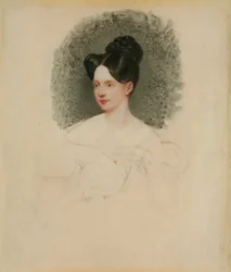 Marianne Cregoe Colmare (később Mrs. Baurton Bennett) befejezetlen portréja 1833-34 körül (miniatűr elefántcsont kártyára rögzítve)