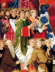 Vallásos rendek és papság, Enguerrand Quarton (kb. 1410-1466) Szűz oltárkoronázásának részlete, tempera a panelen