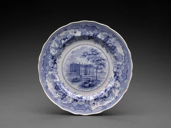 Tányér, 1831-46 körül (ólommázas cserépedény transzfernyomással)