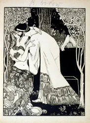 Salamon és Sába, a Juda című könyvből, amelyet Ephraim Moses Lilien (1874-1925) illusztrált. Liliant a Jugendstil (német szecessziós) stílusban megalkotott cionista ikonográfia atyjaként tartják számon. Illusztrálta a „Juda” (1900) című bibliai verseskötet