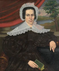 Nő zöld könyvvel (Louisa Gallond Cook)