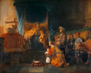Anne et son epoux Elkana presentant au grand pretre Eli leur fils Samuel - Hanna és férje, Elkana bemutatja fiukat, Sámuelt a főpapnak...