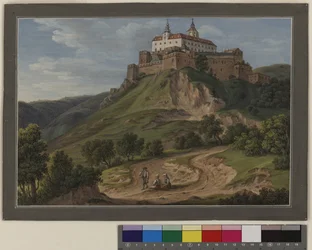 A magyarországi Forchtenstein kastély látképe