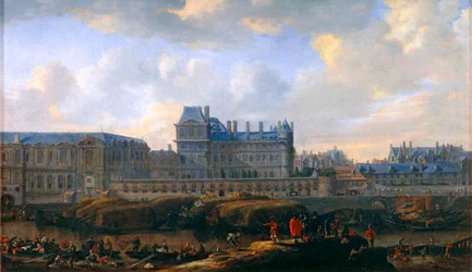 A régi Louvre és a Petit Bourbon a Szajna felől nézve ...