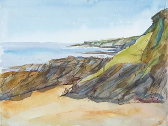 Rocky Beach a Roselandon (toll, tinta és WC papíron)