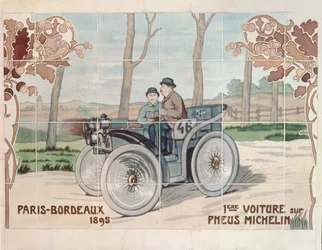 Edouard és Andre Michelin az 1895-ös Párizs-Bordeaux-i autóversenyen a L