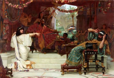 Eszter feljelenti Hámánt Ahasvérus királynál, 1888