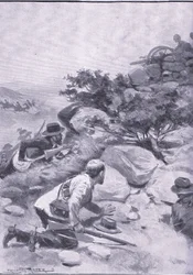 Ruse, amellyel a búrok elfoglaltak egy „Pom Pom”-ot, az After Pretoria: The Guerilla War című filmből, amelyet a Harmsworth Bros Limited adott ki