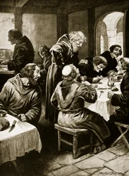 Wimund elmeséli kalandjait a bylandi szerzeteseknek, 1141, illusztráció a "Hutchinson
