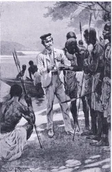 Barátság megnyerése órával, illusztráció a Cassells Romance of Famous Lives, 1940 körül