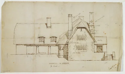 A házikó kertjének emelése, Sapperton, 1902. június 14. (tinta az ágyneműn)