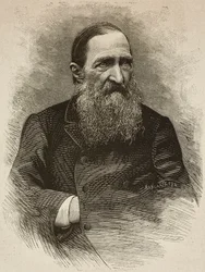 Jozef Ignacy Kraszewski költő (1812-1887) Genfben március 19-én, Ernesto Mancastroppa metszet, Romarolo fotója, L