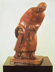 Idős nő sétabottal, 1913