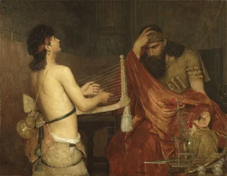 David és Saul – David és Saul, Josephson, Ernst (1851-1906). Olajfestmény