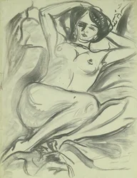Fekvő akt (Isabella), 1906 (szén, papíron)