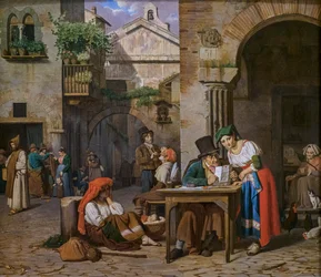 Egy római írnok felolvas egy levelet egy fiatal nőnek