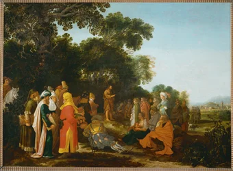 Keresztelő Szent János prédikációja (festmény tölgyfára)
