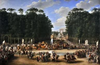 I. Napóleon és Marie-Louise házassági körmenete a Tuileries kertben átkelve április 2-án