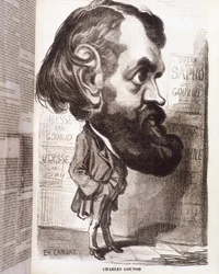 Charles Gounod (1818-1893) zeneszerző karikatúrája, Etienne Carjat, a XIX.