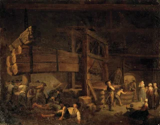 Borkészítés: „” Préselés Vermentonban, a Jeaurat prés Burgundiában”” Etienne Jeaurat (1699-1789) festménye 18. század. Beaune