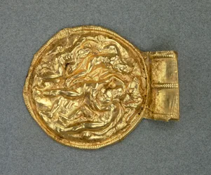 Dombornyomott bulla medál. Etruszk civilizáció, Kr. e. 4. század.