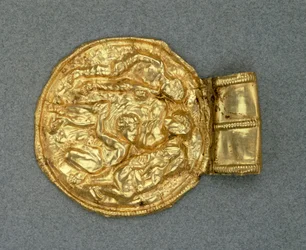 Dombornyomott bulla medál. Etruszk civilizáció, Kr. e. 4. század.