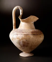 Etruszk civilizáció: madár alakú terrakotta oenochoe, Kr.e. 600 Méret: 23,8 cm Bisenzio helyétől