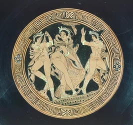 Kylix, részlet. Vörös alakos kerámia. Az etruszk civilizáció, Kr. e. 5-4.