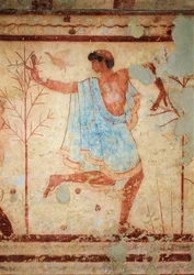 a Triclinium sírja, egy táncosnőt ábrázoló freskó részlete, Tarquinia, Olaszország (freskó)