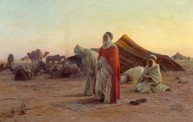 Sátor a sivatagban - Az ima. Részlet. Eugène Alexis Girardet (1853-1907) festménye. 19. század. Bayonne, Bonnat Múzeum