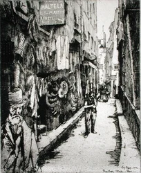 Párizsi utca, a „Du Ier au XXeme: Les Arrondissements de Paris…” című könyvből, 1903-ban (rézkarc)