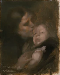Anya és gyermeke (olaj, vászon)