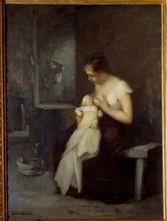 Eugene Carriere (1849-1906) szoptatós nő festménye 1879 V. 0,81x0,59 m Rouen, Musee des Beaux Arts
