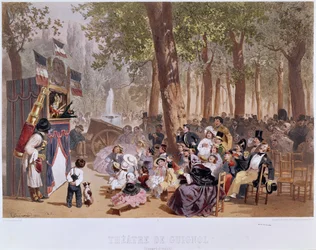 A Guignol Színház a Champs Elysees-n, 1856
