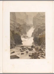 Kilátás a Barberine-vízesésre Vallorcine közelében Cascade de Barberine (cím az objektumon) Arcok Svájcban, Savoyában és Tirolban (sorozat címe) La Suisse, la Savoie et le Tyrol (sorozat címe a tárgyon)