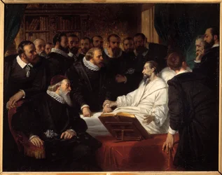 Jean Calvin halála (1509-1564) Eugene Deveria (1808-1865) vallási reformátor festménye 1835 Noyon, Musee Calvin