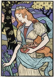 Művészet. Nők szecessziós stílusban. E. Grasset illusztrációja, Franciaország, kb. 1890