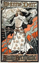 Irodalom. Színház. Jeanne of Arc, Charles Peguy játéka. Eugene Grasset posztere, Sarah Bernhardt, Franciaország képviselője