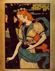 Virágot szedő nő, 1917