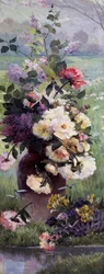 Szezonális virágok - tavasz. Eugene Henri Cauchois (1850-1911) festménye Magángyűjtemény.