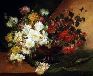 Csendélet asztrikokkal. Eugene Henri Cauchois (1850-1911) festménye Magángyűjtemény.