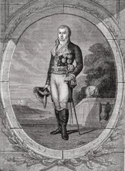 Manuel Godoy y Alvarez de Faria, Blanpain metszete, Louis Blanc (1811-82) "Histoire de la Revolution Francaise" című művéből.