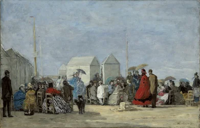 Strand jelenet Trouville-ben; Strandjelenet Trouville-ben, 1864