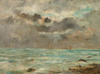 A Trouville-i part, 1865-1900 körül (olaj, szövet)