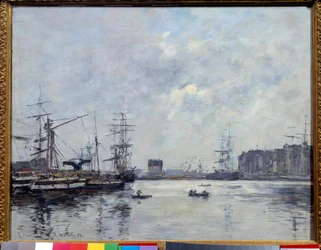 A bár Le Havre kikötője. Eugene Louis Boudin (1824-1898) festménye