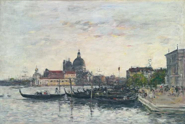Velence, a Vakond a Canal Grande bejáratánál és a tisztelgés, este, 1895