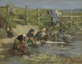 Mosók a folyónál. 1885-90 körül