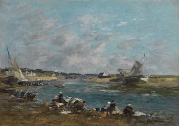 Mosók a Touques folyó partján; Mosónők a La Touques egyik karján, 1866