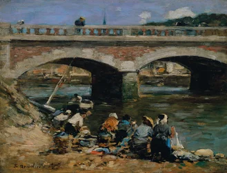 Mosónők a Touques folyó partján, 1883-87 körül (olaj, tábla)